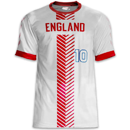Custom England Soccer Jersey – White Red Edition – Pro Look – Personalized Name and Number