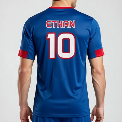 Custom England Soccer Jersey – Royal Red White Edition – Pro Look – Personalized Name and Number