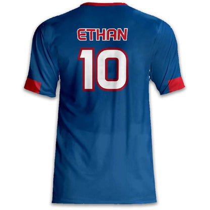 Custom England Soccer Jersey – Royal Red White Edition – Pro Look – Personalized Name and Number