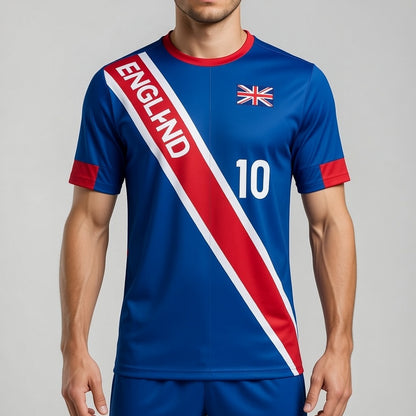 Custom England Soccer Jersey – Royal Red White Edition – Pro Look – Personalized Name and Number