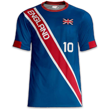 Custom England Soccer Jersey – Royal Red White Edition – Pro Look – Personalized Name and Number