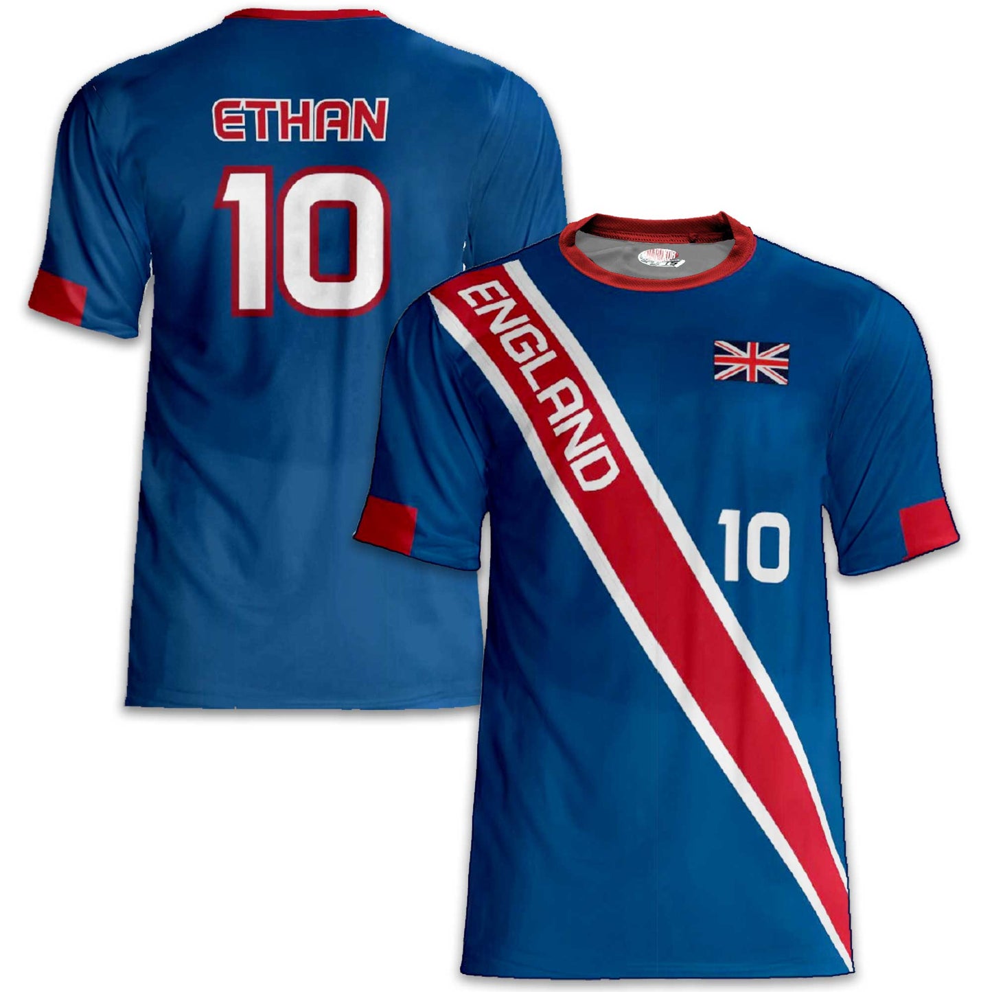 Custom England Soccer Jersey – Royal Red White Edition – Pro Look – Personalized Name and Number