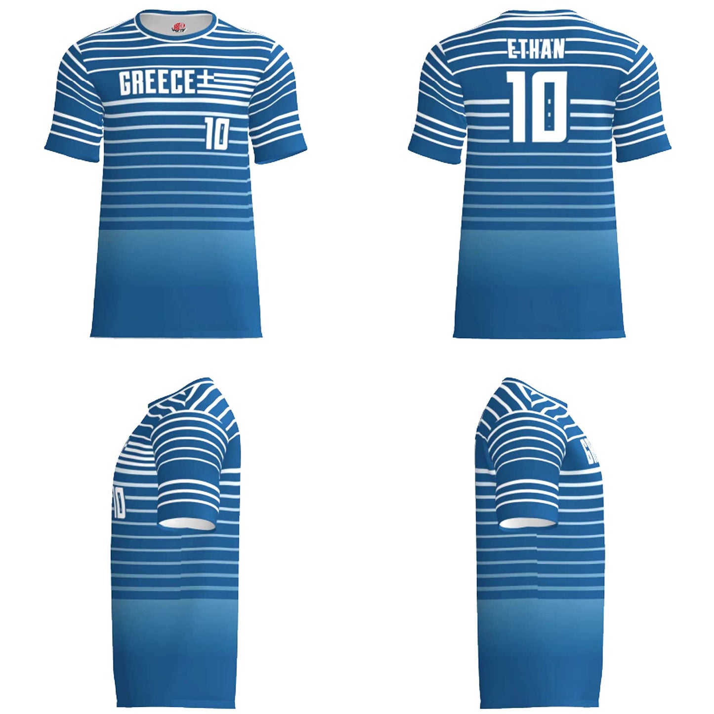 Custom Greece Soccer Jersey – Blue White Edition – Pro Look – Personalized Name and Number