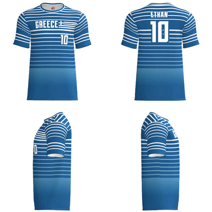 Custom Greece Soccer Jersey – Blue White Edition – Pro Look – Personalized Name and Number