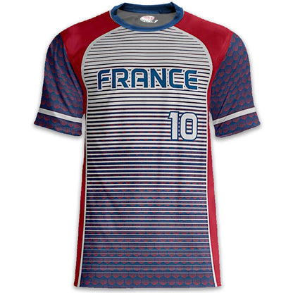 Custom France Soccer Jersey – Blue Red White Edition – Pro Look – Personalized Name and Number