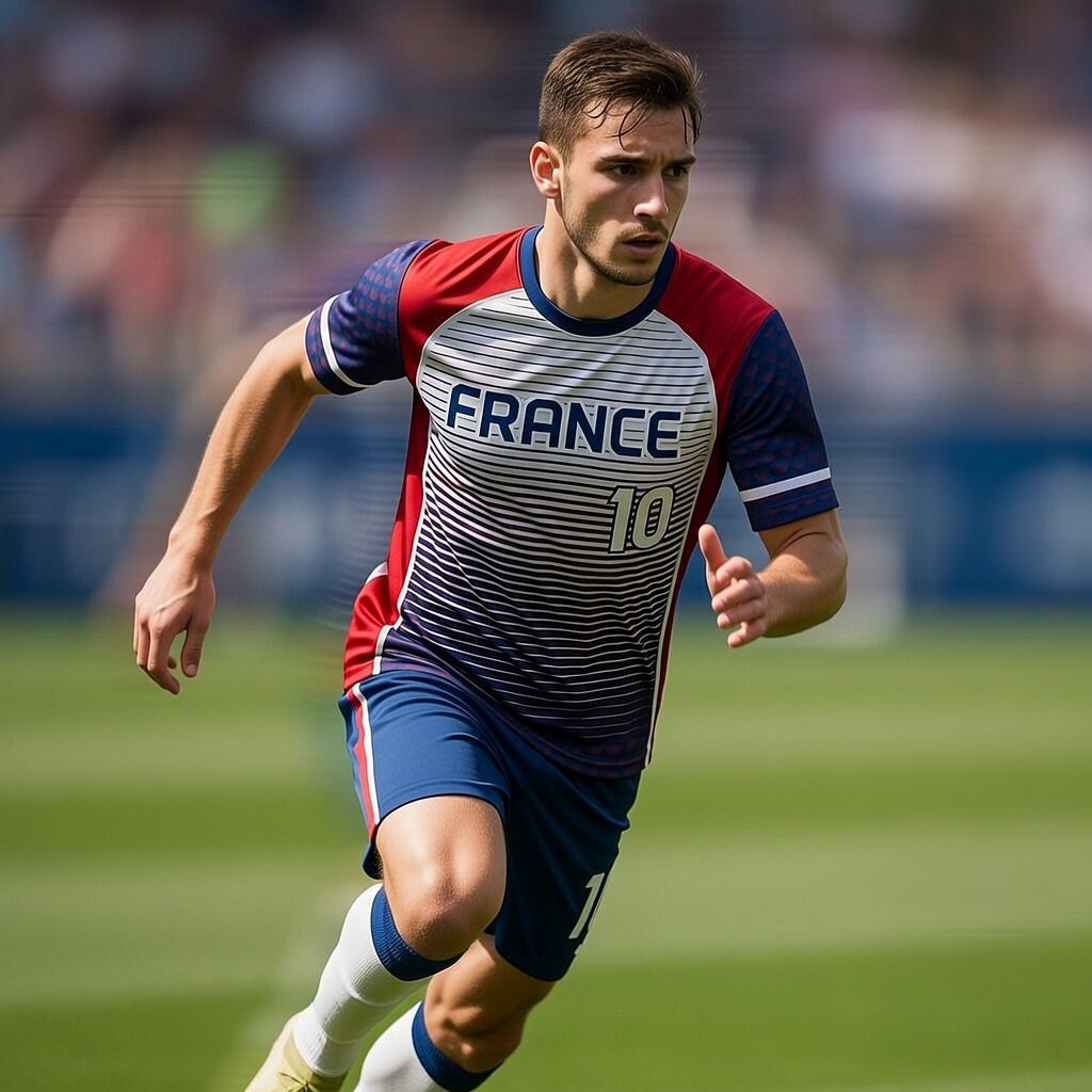 Custom France Soccer Jersey – Blue Red White Edition – Pro Look – Personalized Name and Number