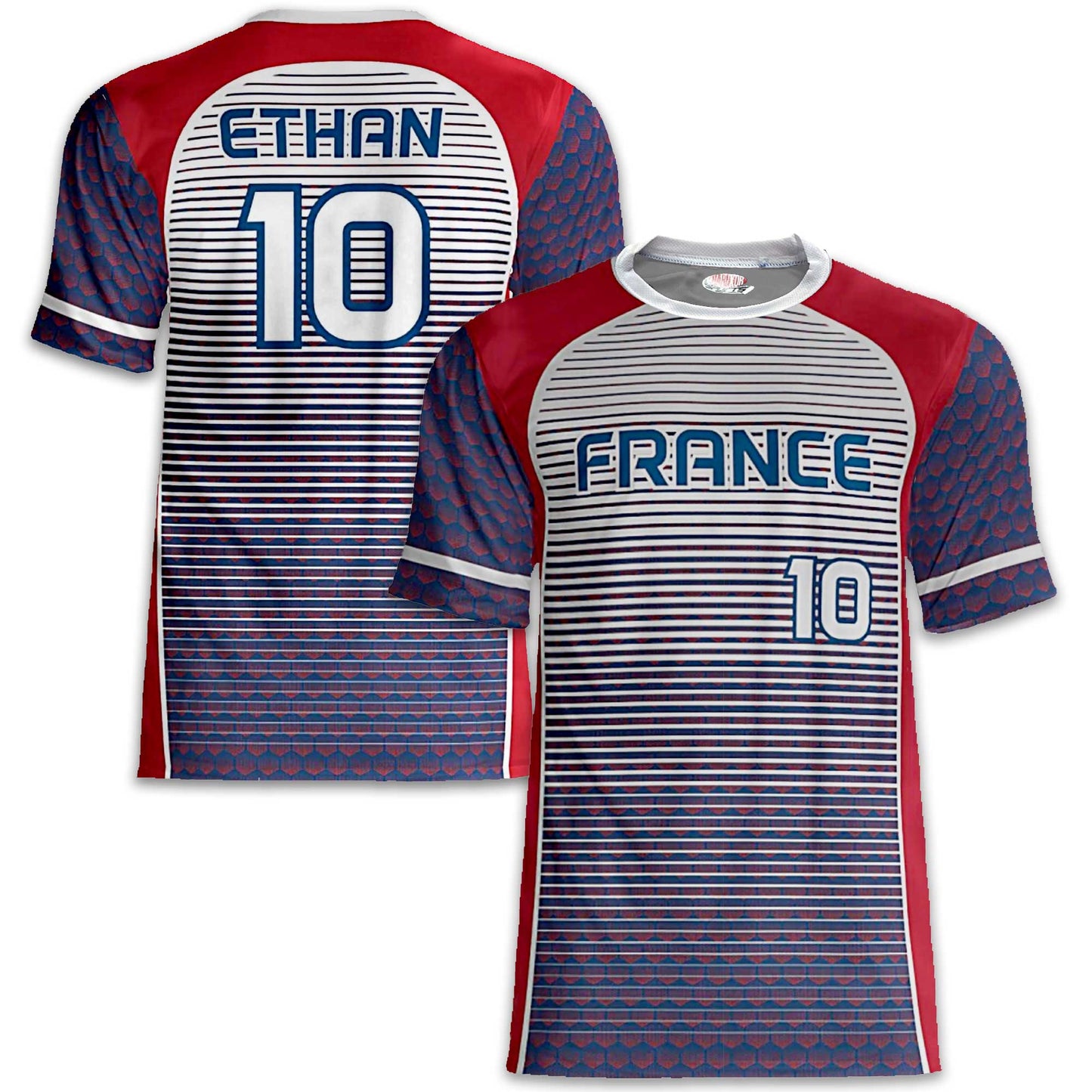 Custom France Soccer Jersey – Blue Red White Edition – Pro Look – Personalized Name and Number
