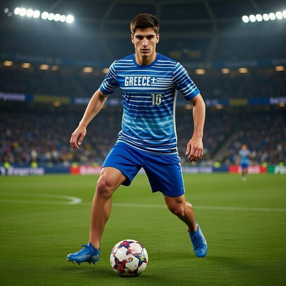 Custom Greece Soccer Jersey – Blue White Edition – Pro Look – Personalized Name and Number