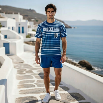 Custom Greece Soccer Jersey – Blue White Edition – Pro Look – Personalized Name and Number