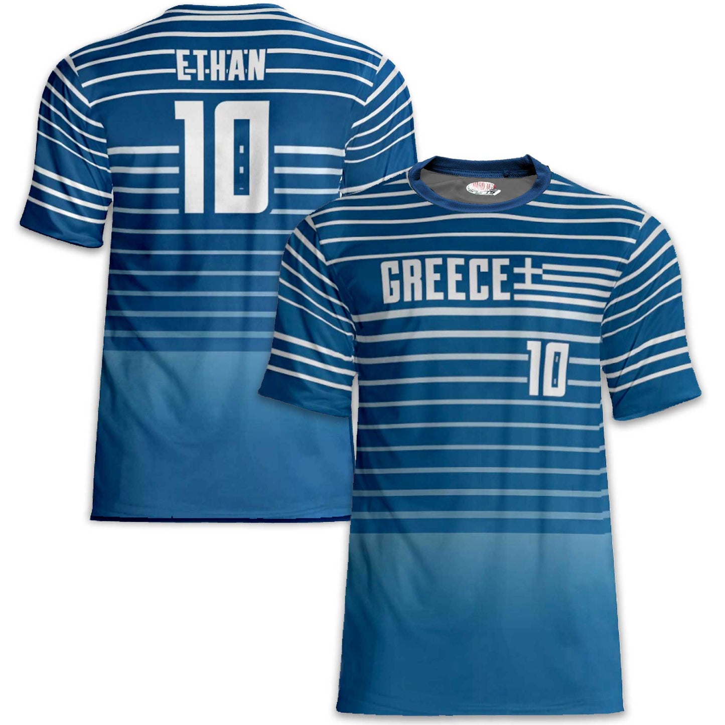 Custom Greece Soccer Jersey – Blue White Edition – Pro Look – Personalized Name and Number