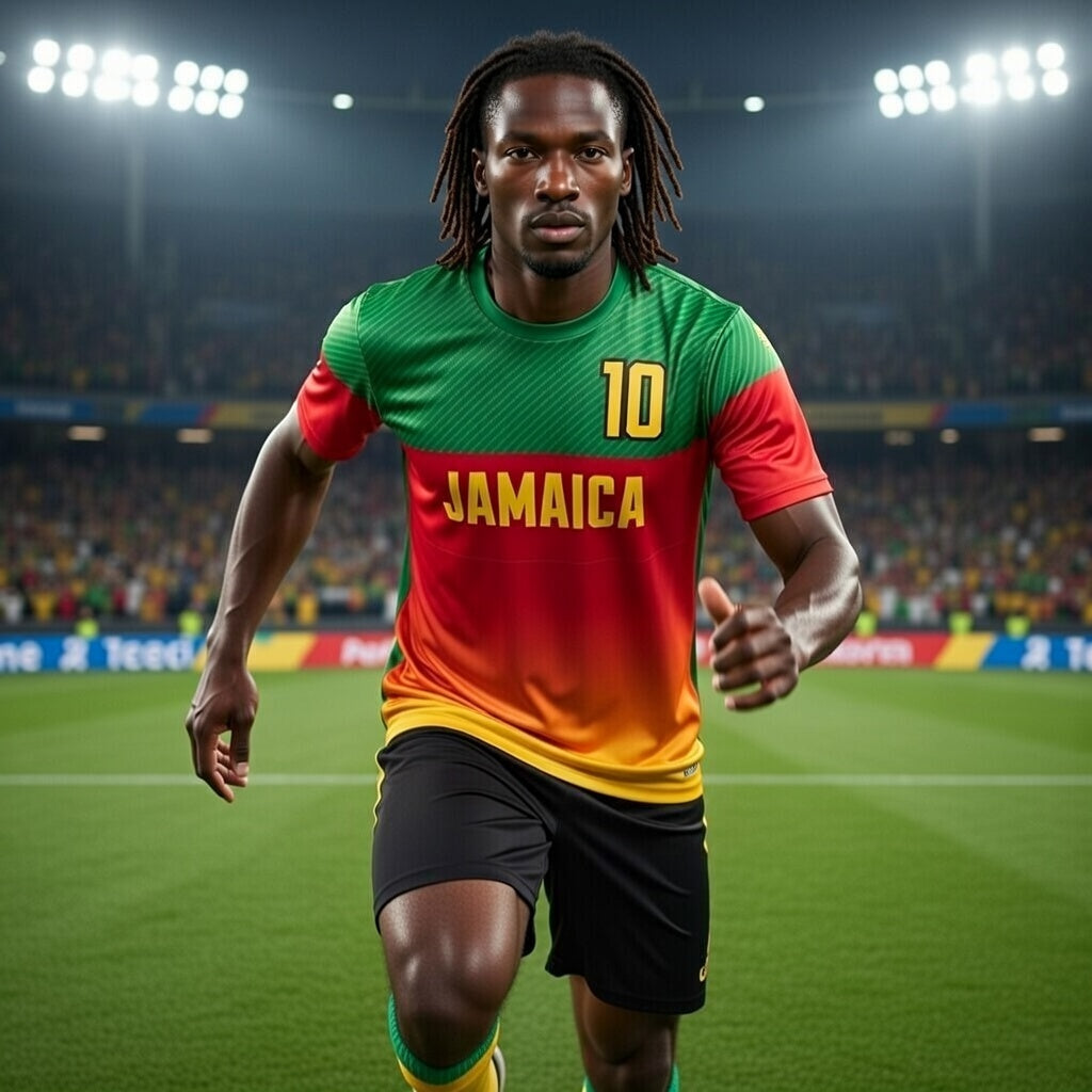 Custom Jamaica Soccer Jersey – Red Gold Green Edition – Pro Look – Personalized Name and Number