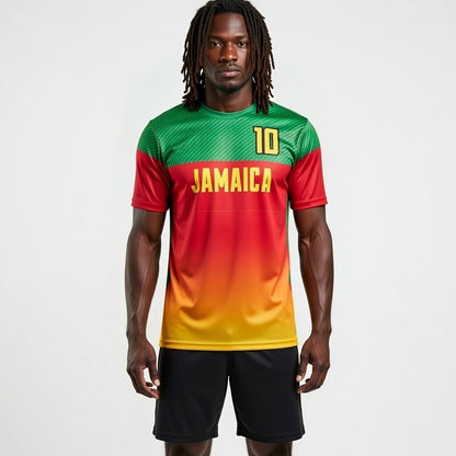 Custom Jamaica Soccer Jersey – Red Gold Green Edition – Pro Look – Personalized Name and Number