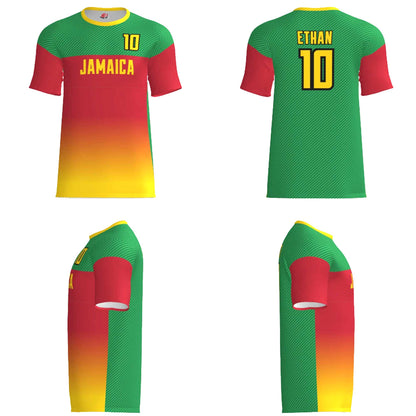 Custom Jamaica Soccer Jersey – Red Gold Green Edition – Pro Look – Personalized Name and Number