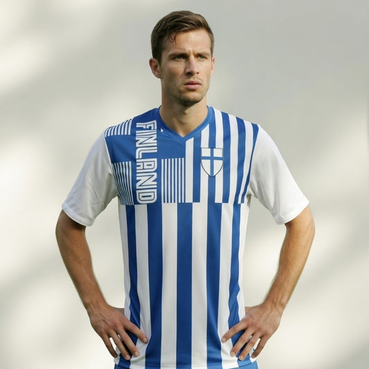 Custom Finland Soccer Jersey – Light Blue White Edition – Pro Look – Personalized Name and Number