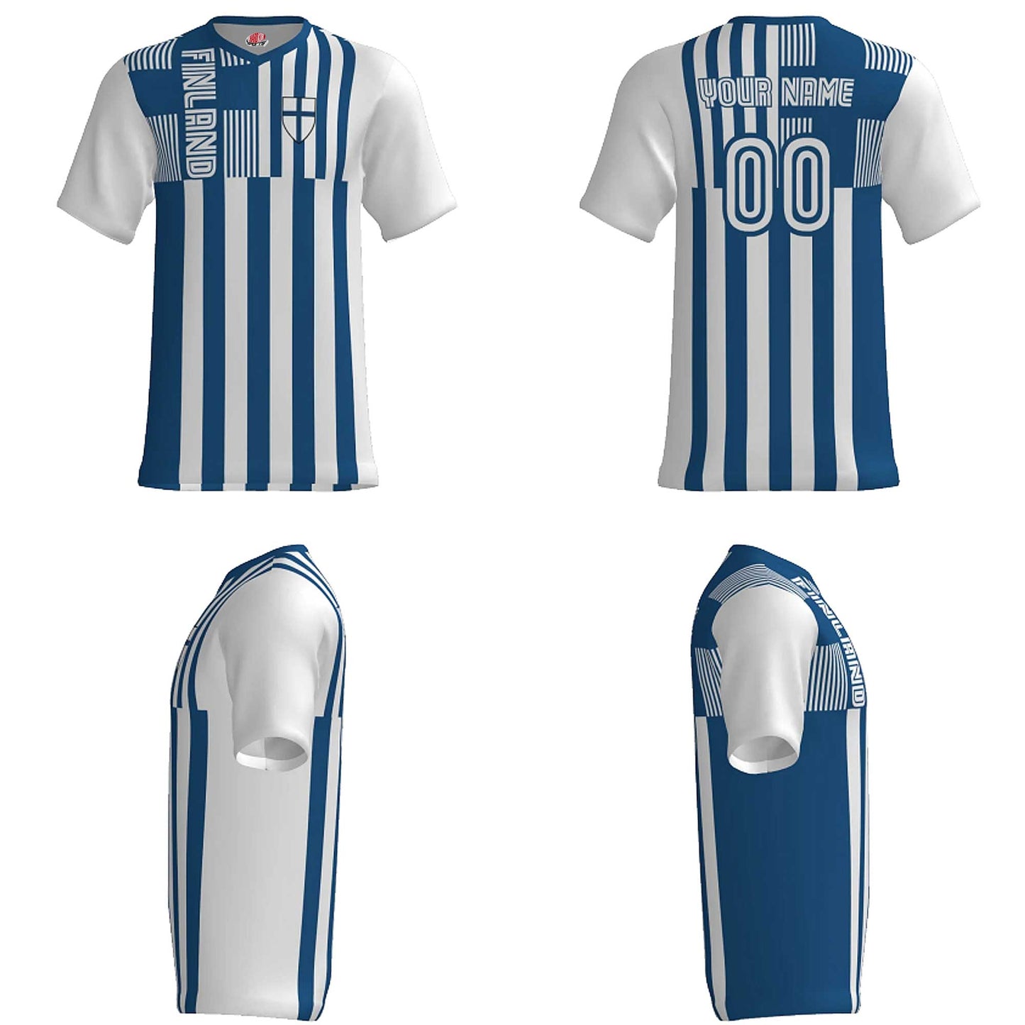 Custom Finland Soccer Jersey – Light Blue White Edition – Pro Look – Personalized Name and Number