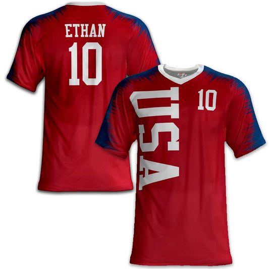 Custom USA Soccer Jersey – Red White Blue Edition - Pro Look - Personalized Name & Number