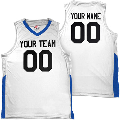 Youth Boys and Girls, Custom Basketball Jerseys, Contrast Mesh Side Trim, Low Price includes, Team Name, Player Name and Player Number