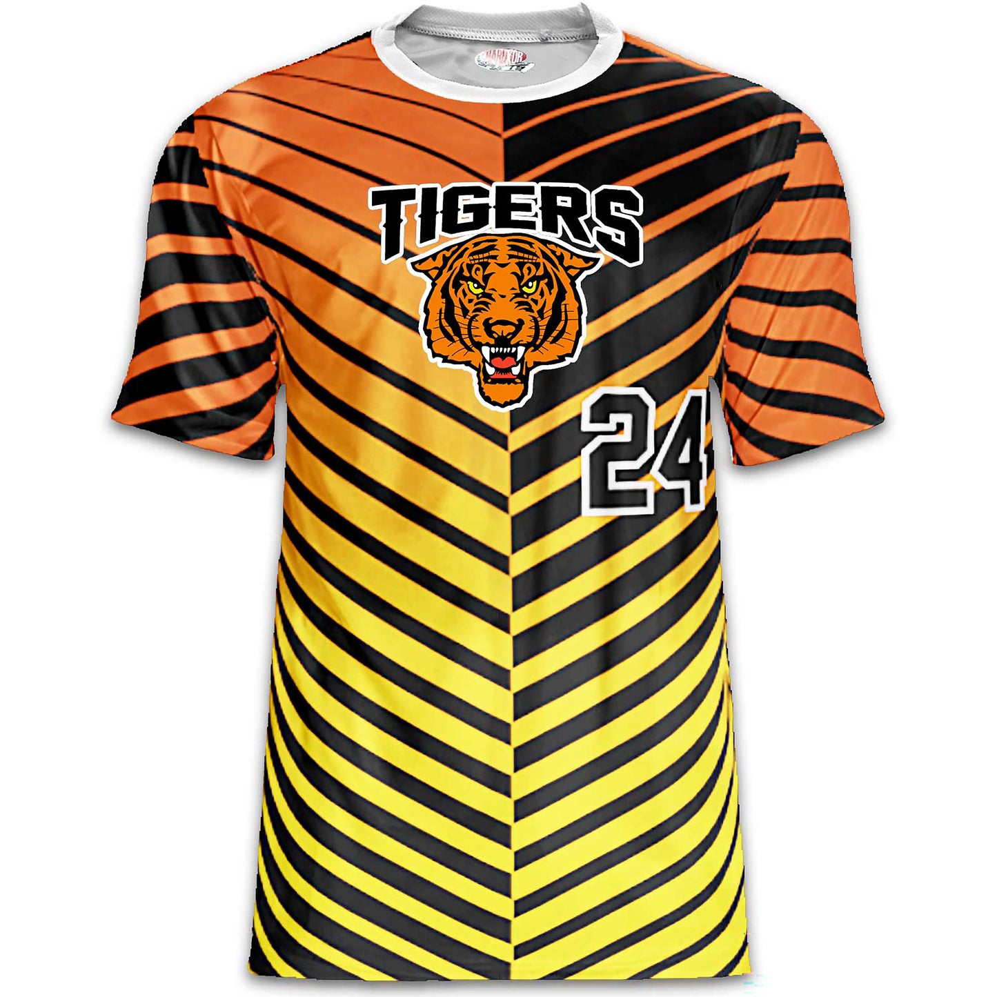 Tigers Baseball Jersey – Orange/Black Gradient Stripes – Custom Name & Number