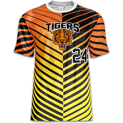 Tigers Baseball Jersey – Orange/Black Gradient Stripes – Custom Name & Number