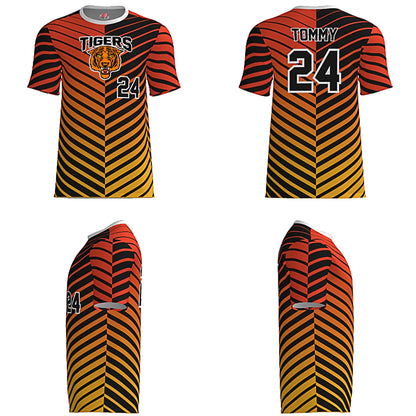 Tigers Baseball Jersey – Orange/Black Gradient Stripes – Custom Name & Number