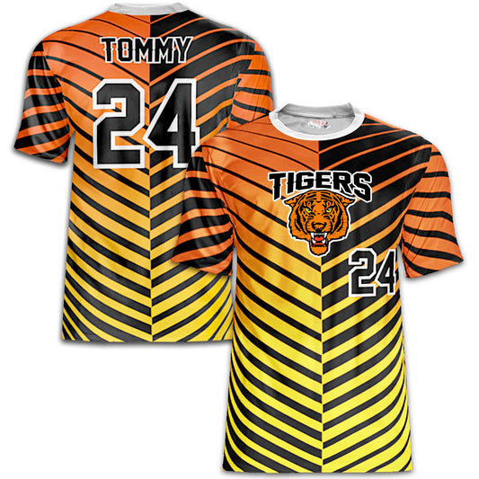 Tigers Baseball Jersey – Orange/Black Gradient Stripes – Custom Name & Number