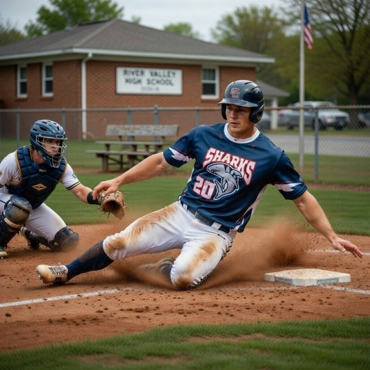Bold Sharks Baseball Jersey in Navy / White / Red – Custom Name & Number