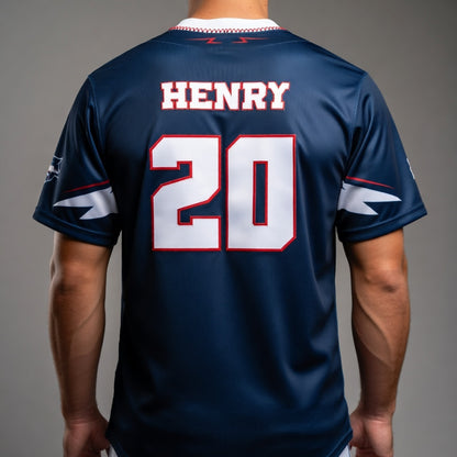 Bold Sharks Baseball Jersey in Navy / White / Red – Custom Name & Number