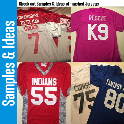 Toddler Custom Football Jersey with Sleeve Stripes - includes Team Name, Player Name, Front and Back Player Number.
