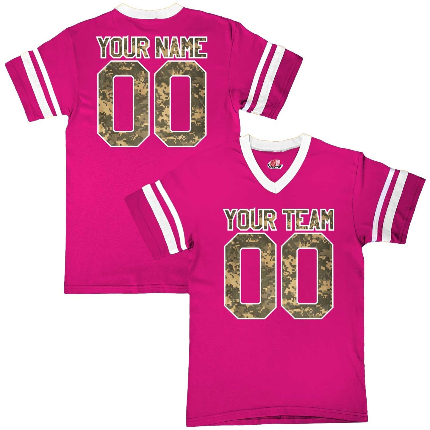 Stripe Sleeve Fan Wear Custom Football Jerseys with Digital Desert Camo Print Camouflage Design - Your Names and Numbers