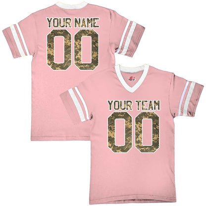 Stripe Sleeve Fan Wear Custom Football Jerseys with Digital Desert Camo Print Camouflage Design - Your Names and Numbers