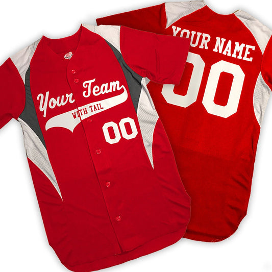 Custom 3 Color Baseball Uniform | Personalized Jersey with Team, Player, Numbers | Red, Graphite, Black, Purple, Royal, White or Black