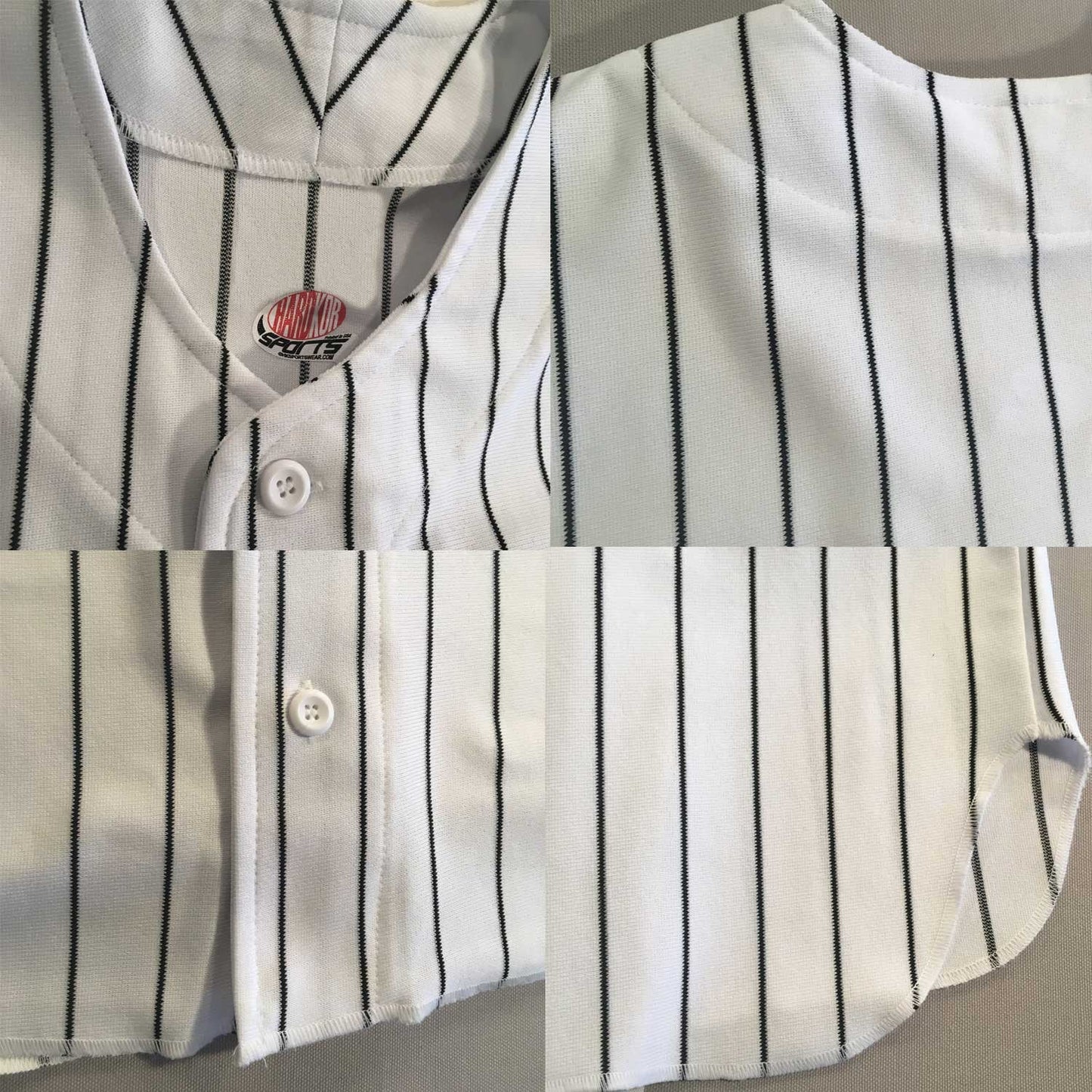 Customized Pinstriped Baseball Jersey| Full Button Down, Grey with Black Pinstripes Personalized Jersey with your Team, Player, Numbers
