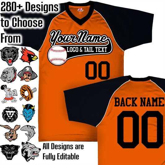 Orange, Black and White Custom Baseball Jersey with Your Team, Player Name and Numbers Custom Baseball Logo