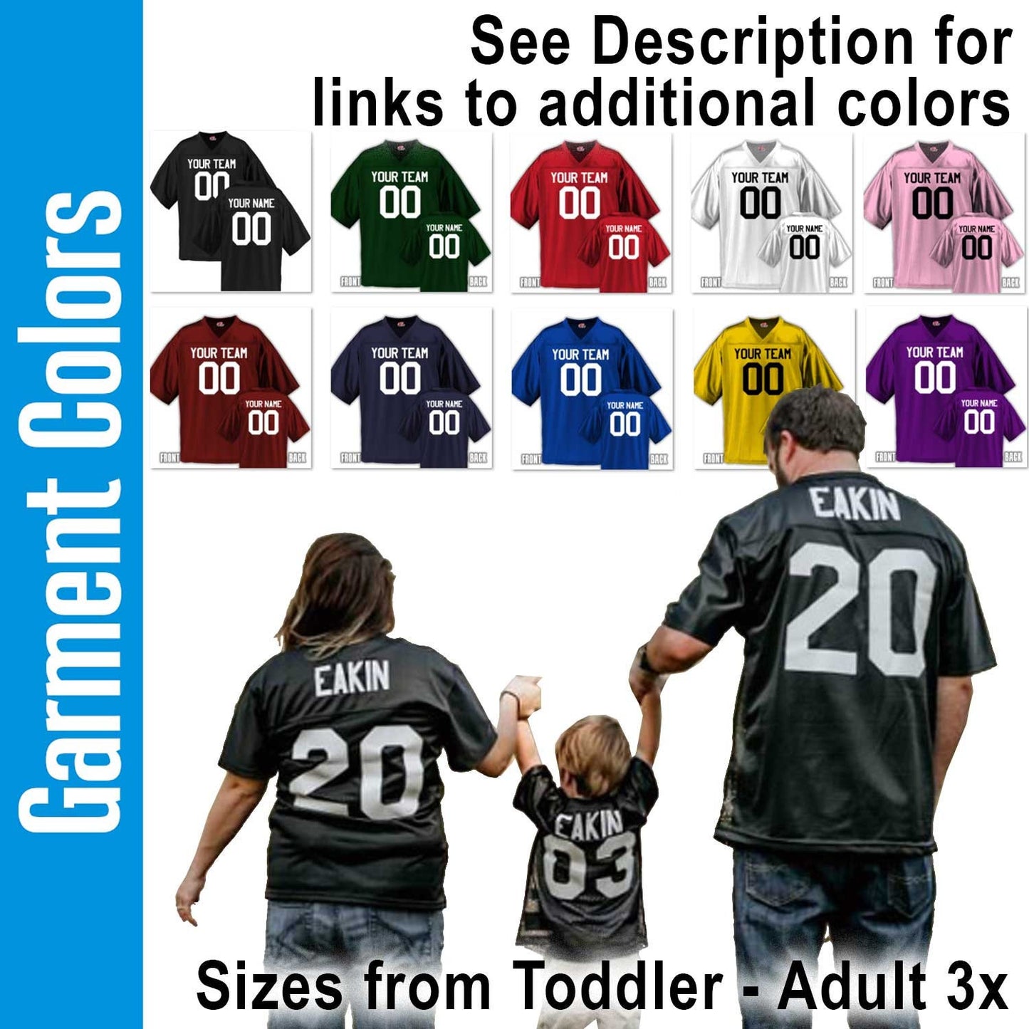 Customized Maroon Football Jersey with Your Name and Number Printed on Front and Back, No Minimums, Fast Production Printed in USA