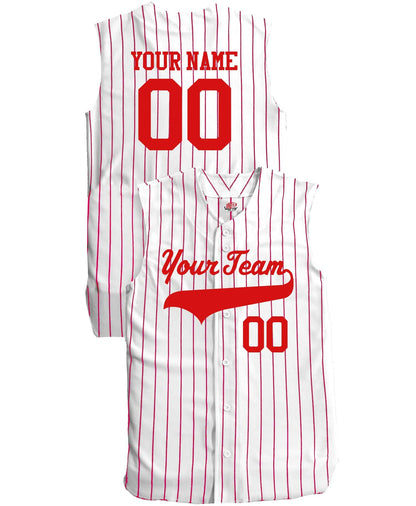 Custom Pinstriped Sleeveless Baseball Jersey| Personalized Jersey with your Team, Player, Numbers