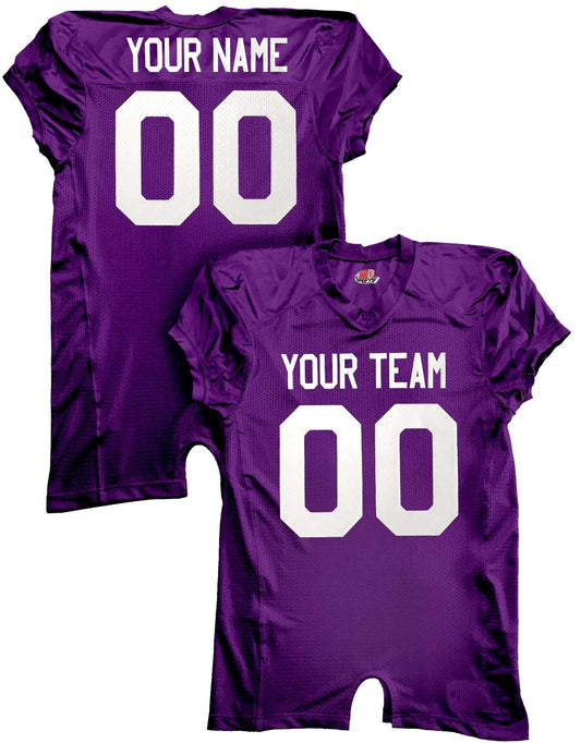 Custom Collegiate Fit Football Jersey | Purple, Orange, Forest Green, Graphite or Maroon Spandex Mesh and Dazzle | Name, Player Name Numbers