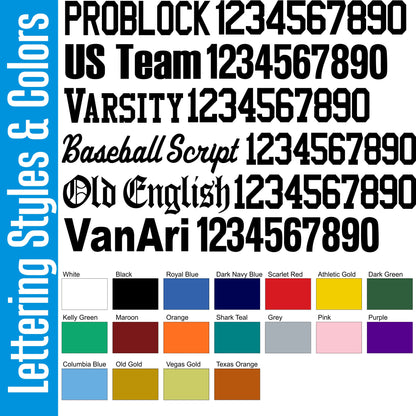 Royal Blue Custom Football Jersey, customized with Names and Numbers 1 Color, 2 Color, Football Art or Sleeve Numbers, 18 Vinyl Print Colors