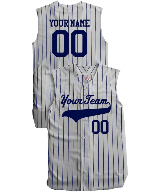 Custom Pinstriped Sleeveless Baseball Jersey| Personalized Jersey with your Team, Player, Numbers