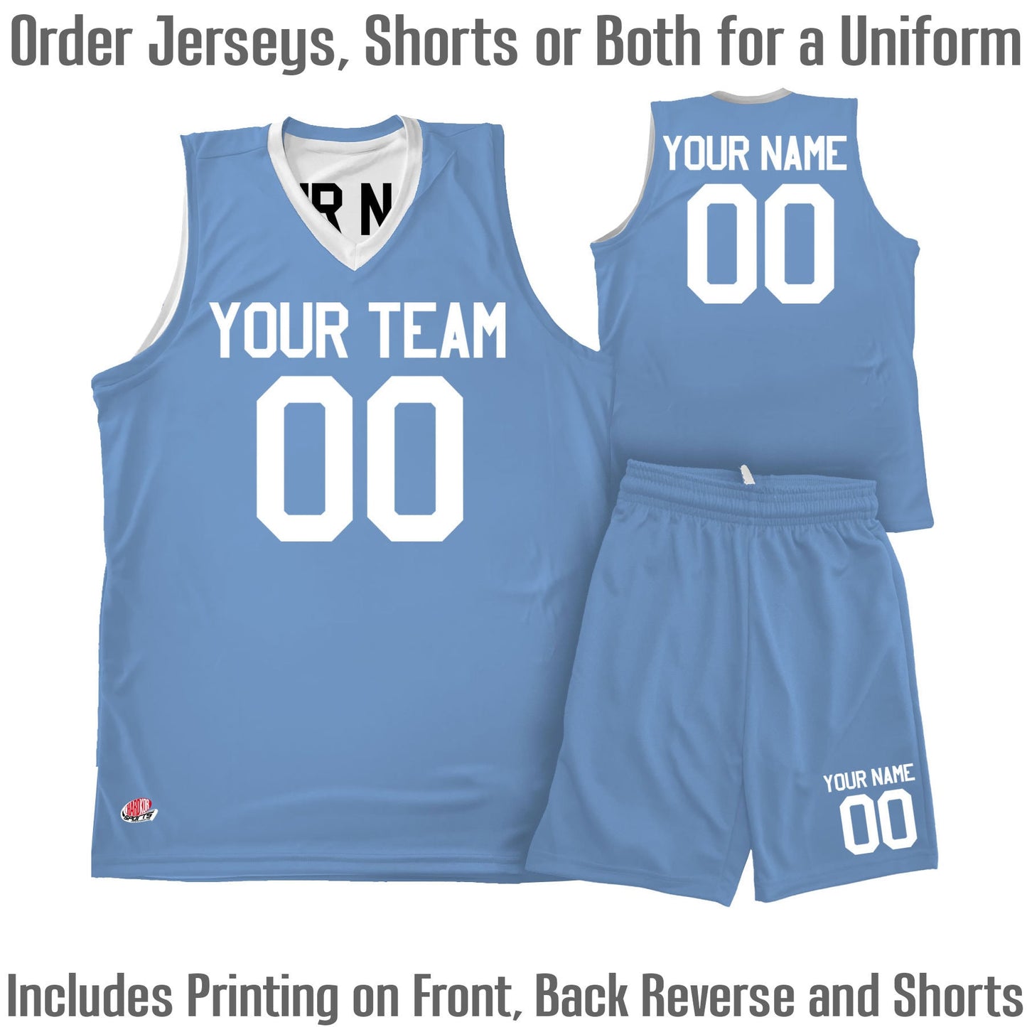 Custom Reversible Basketball Uniform | Unique Colors | Smooth Knit Lightweight V-neck Jersey | Add Shorts |  Team Player Name, Numbers