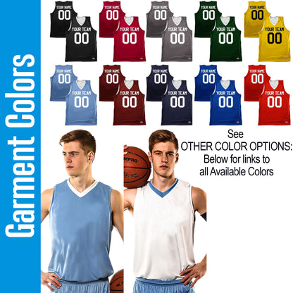 Custom Reversible Basketball Uniform | Unique Colors | Smooth Knit Lightweight V-neck Jersey | Add Shorts |  Team Player Name, Numbers