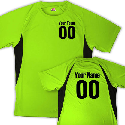 Cooling Side Stripe Short Sleeve Crew Custom Soccer Jersey printed with Team Name, Player Name and Numbers