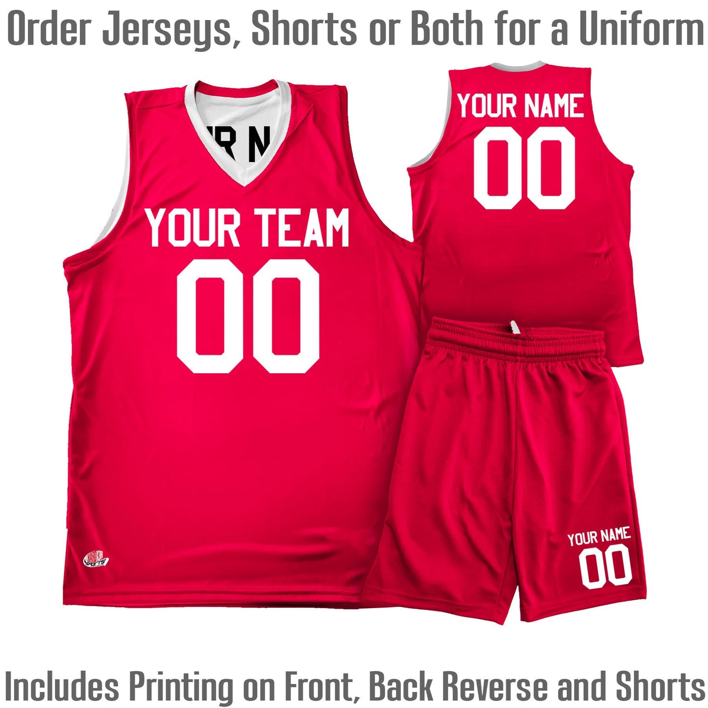 Your Team | Your Name | Custom Reversible Basketball Uniform | Major Team Colors | Add Shorts |  Team Player Name, Numbers