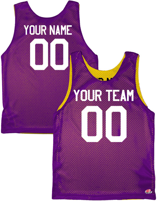 Purple, Cardinal, Maroon, Gold and White | Custom Reversible Basketball Jersey | Tricot Mesh.  Team, Player Name, Numbers on Both Sides