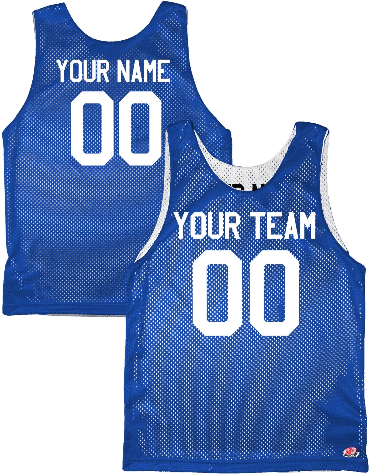 Royal Blue, Navy Blue, Light Blue, White, Gold | Custom Reversible Basketball Jersey | Tricot Mesh.  Team, Player Name & Numbers Reverse