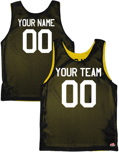 Scarlet Red, Black, Charcoal, Gold and White | Custom Reverse Basketball Jersey | Tricot Mesh.  Team, Player Name, Numbers Both Sides