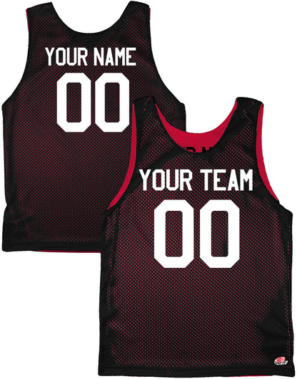 Scarlet Red, Black, Charcoal, Gold and White | Custom Reverse Basketball Jersey | Tricot Mesh.  Team, Player Name, Numbers Both Sides