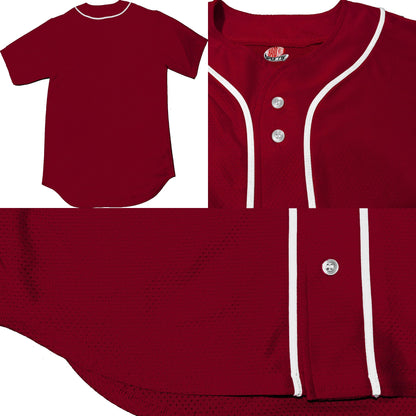 Design Your Own Hip Hop 2 Color Print Custom Maroon Baseball Jersey with White Piping | Customized Team Logo Graphic