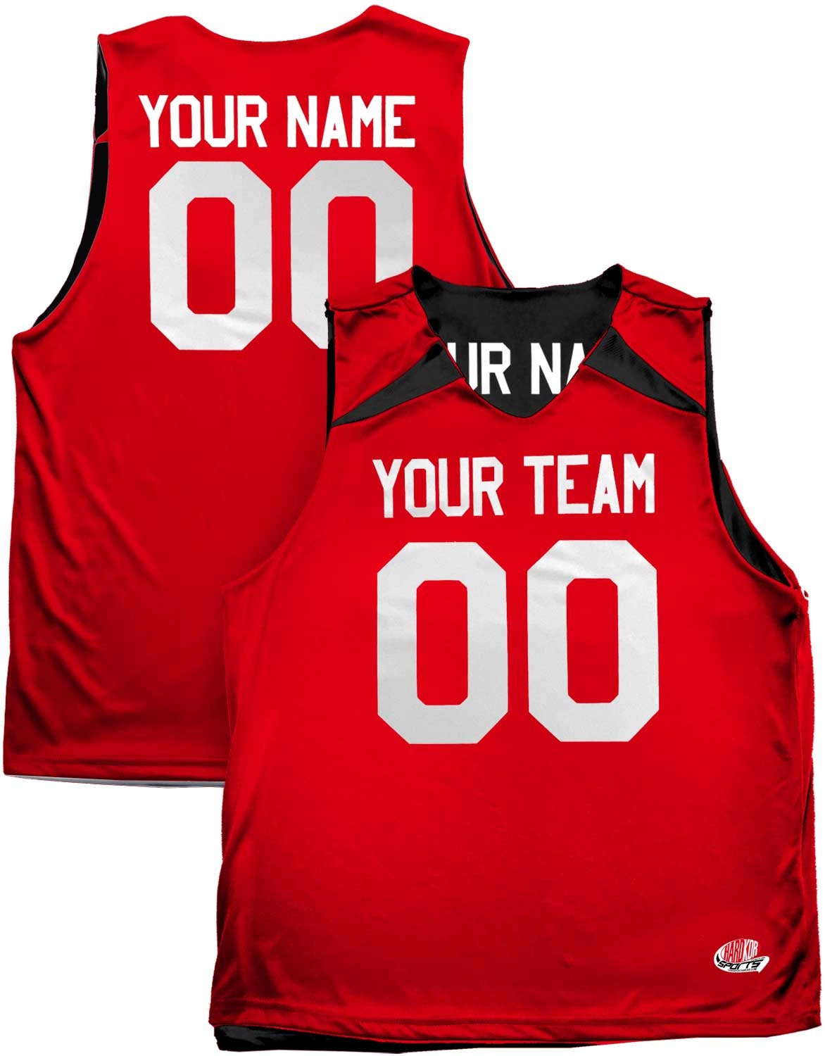 Red White and Blue Reversible Custom Basketball Uniform | Lightweight Shoulder Wedge Jersey with Team Name, Player Name and Numbers
