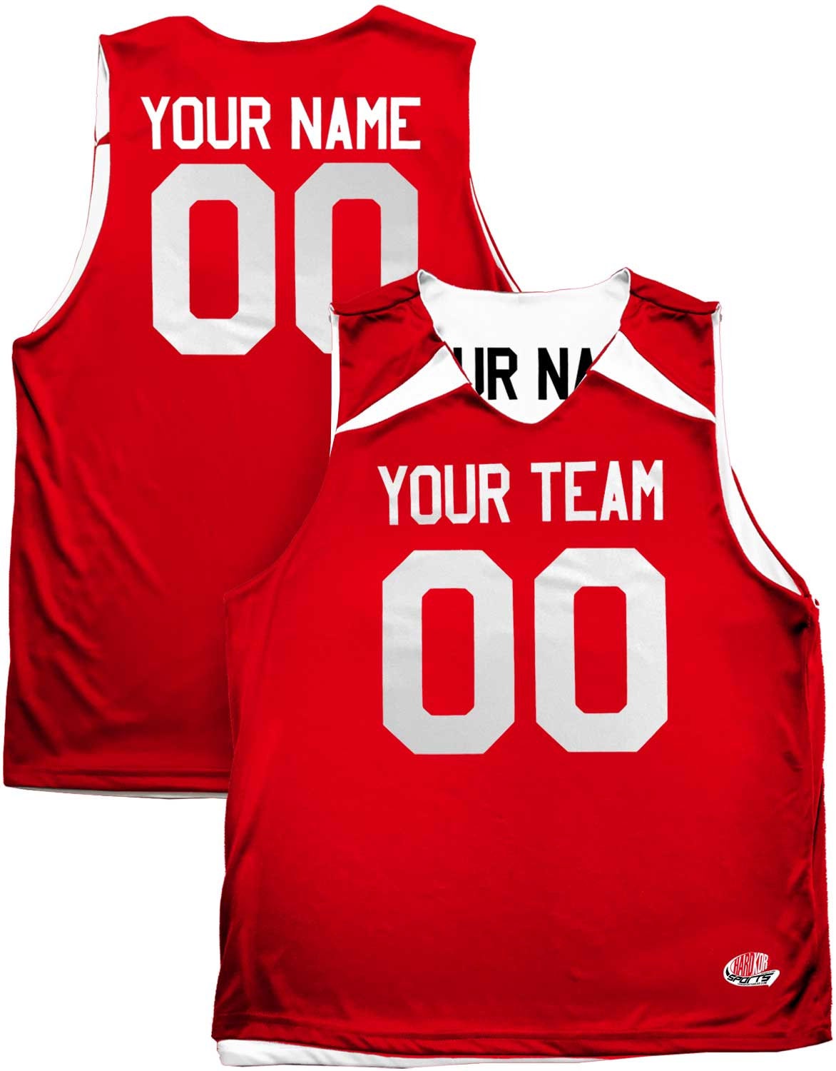 Red White and Blue Reversible Custom Basketball Uniform | Lightweight Shoulder Wedge Jersey with Team Name, Player Name and Numbers