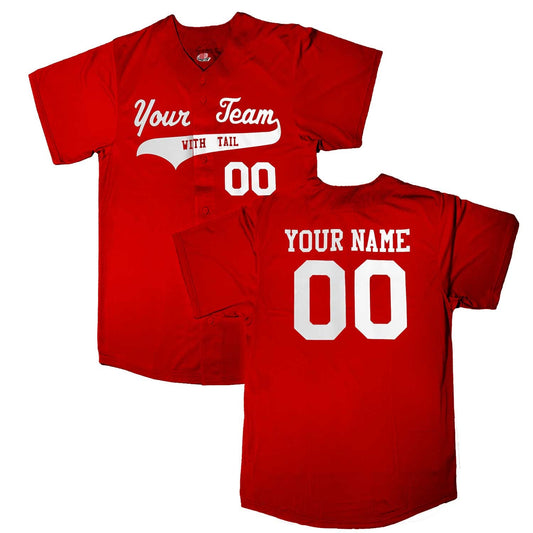 Full Button Custom Baseball Jersey | Solid Colors Red, White & Blue Major Team Colors Design with your Team, Player, Numbers
